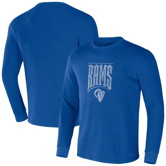 Men's Los Angeles Rams X Darius Rucker Collection Blue Long Sleeve Thermal T-Shirt